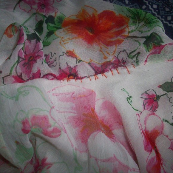 Calvin Klein Womens Dress 8 White Colorful Watercolor Floral Flowy Lined Casual - Picture 13 of 14